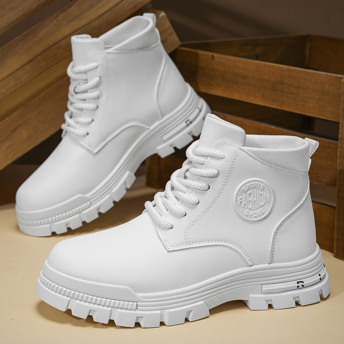 Men'S Shoes Hiking - Men's Fashionable All-Season White Motorcycle Boots
