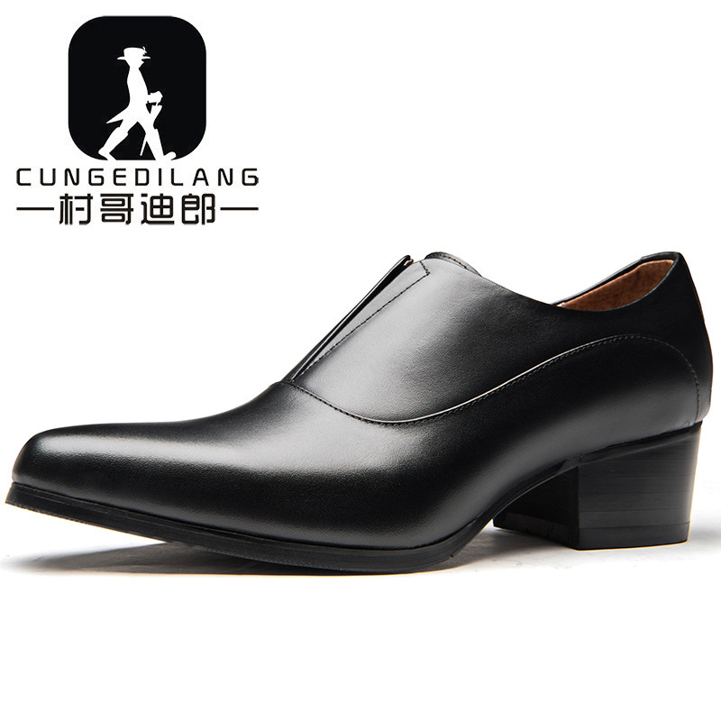 Men Shoes Louboutin - Men's Leather Shoes with High Heels