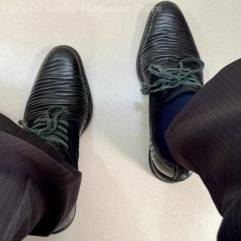 Men'S Shoes Smart - Mens Pleated Leather Derby Shoes Vintage