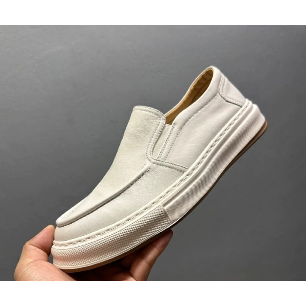 Men'S Shoes Smart - Luxury White Leather Casual Loafers –