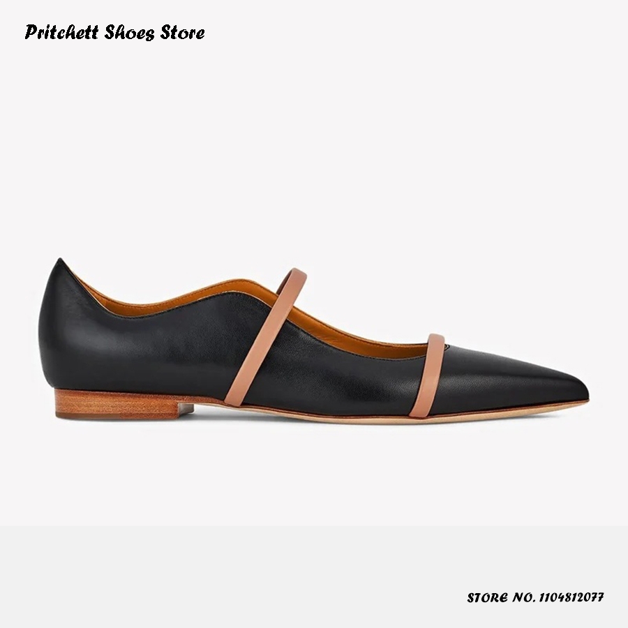 Shoes Heels Men - Women's Dual-straps Leather Ballet Flats Pointed