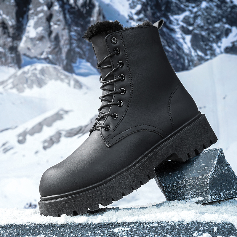 Men'S Shoes For Work - Men's warm plush high-top boots winter