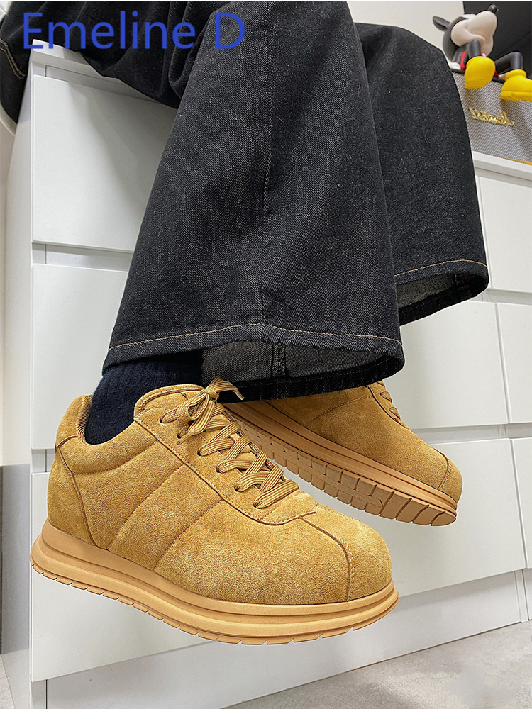 Men Shoes Yellow - Yellow Thick Soled Lace Up Bread