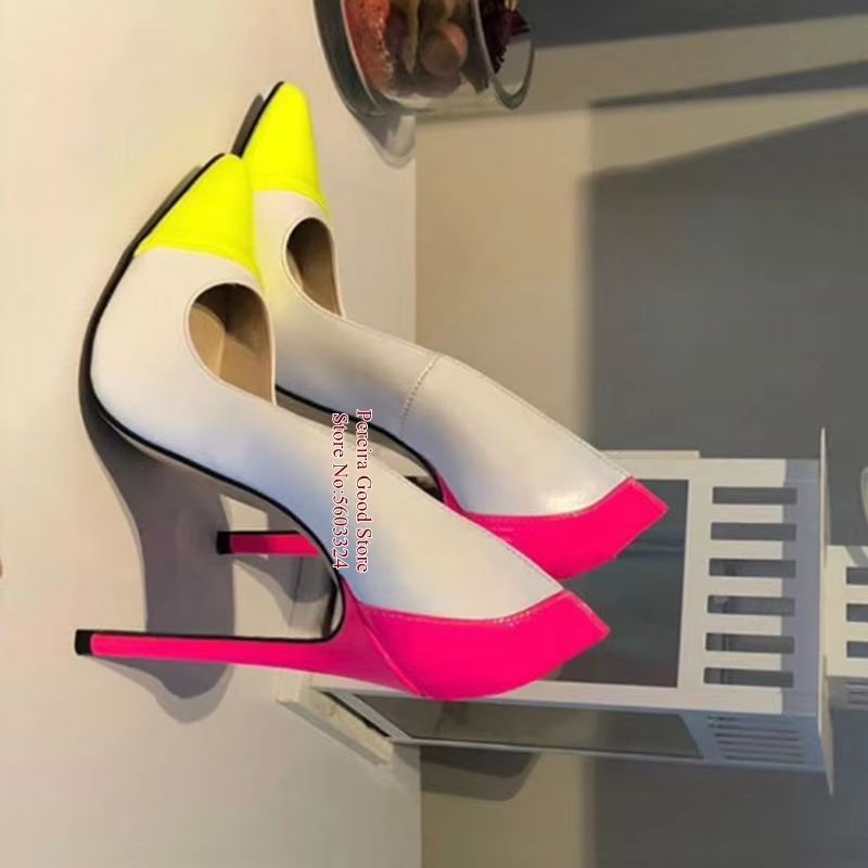 Men Shoes Yellow - Sexy Pointed Toe Patchwork Dress Shoes