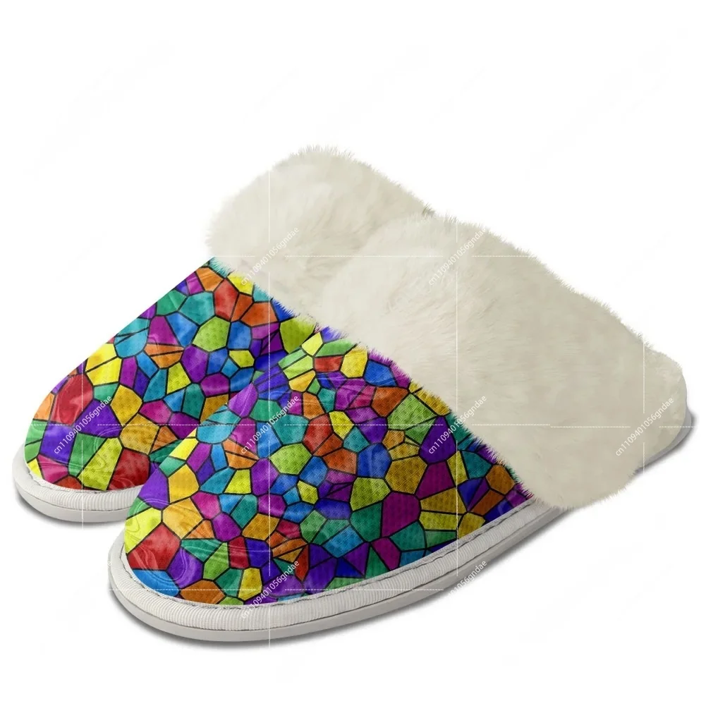 Men'S Shoes Lightweight - Custom Abstract Multicolor Plush Slippers Keep