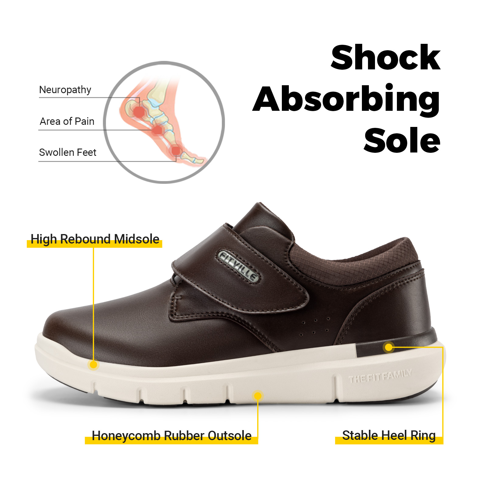 FitVille Men's Leather Shoes D - Men'S Shoes Diabetic recension och pris