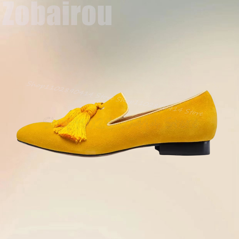 Yellow Tassels Decor Suede Low - Men Shoes Yellow recension och pris