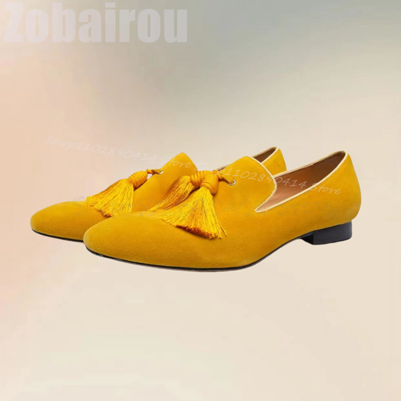 Yellow Tassels Decor Suede Low - Men Shoes Yellow recension och pris