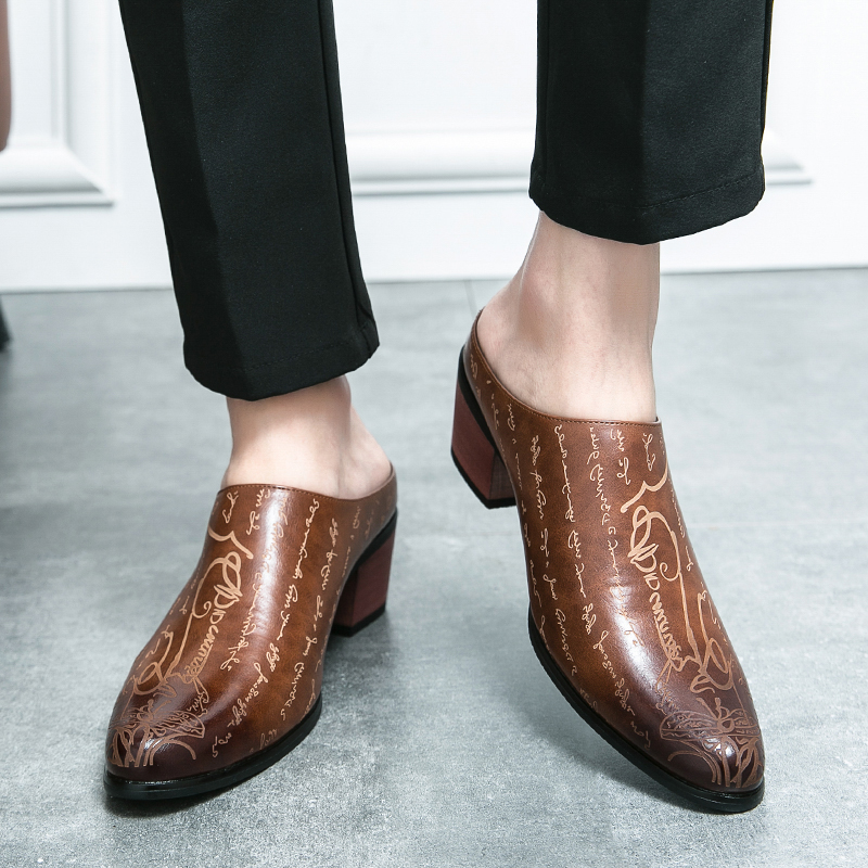 Men Brown Leather Mules Slippe - Shoes Heels Men recension och pris