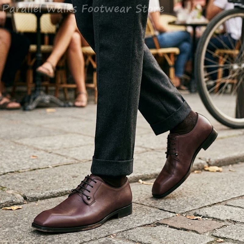 Mens Dark Brown Leather Derby  - Men'S Shoes Smart recension och pris