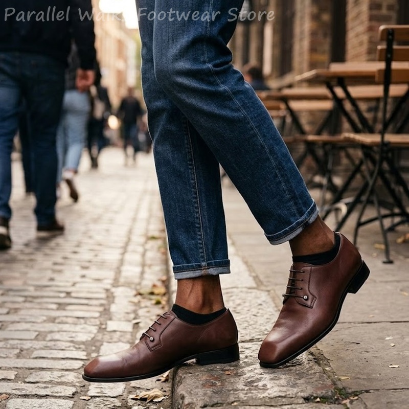 Mens Dark Brown Leather Derby  - Men'S Shoes Smart recension och pris