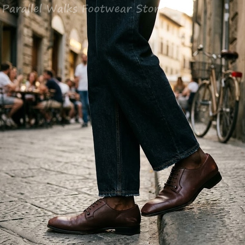 Mens Dark Brown Leather Derby  - Men'S Shoes Smart recension och pris