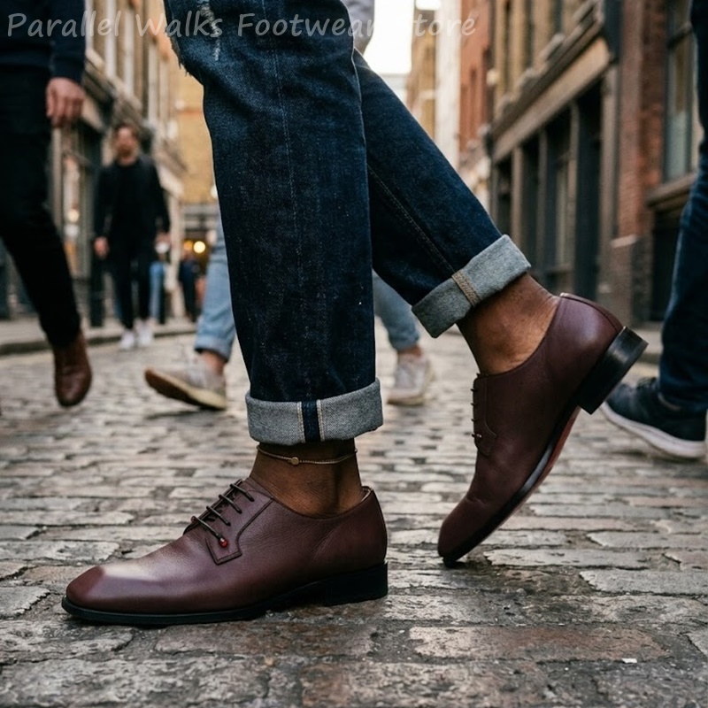 Mens Dark Brown Leather Derby  - Men'S Shoes Smart recension och pris