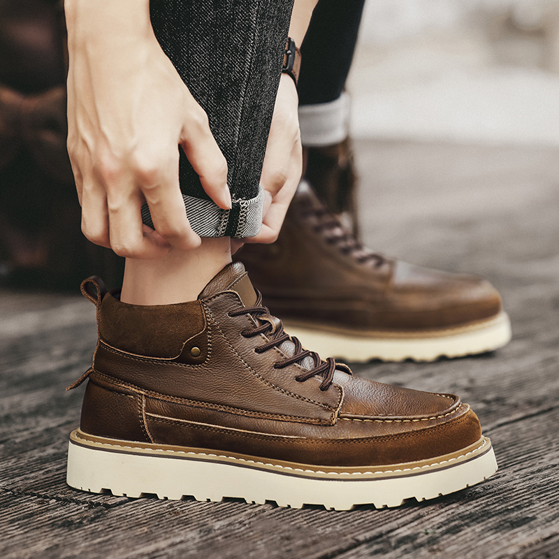 Men Brown Fleece Lined Warm Hi - Men'S Shoes For Work recension och pris